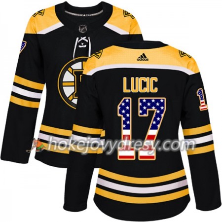Dámské Hokejový Dres Boston Bruins Milan Lucic 17 2017-2018 USA Flag Fashion Černá Adidas Authentic
